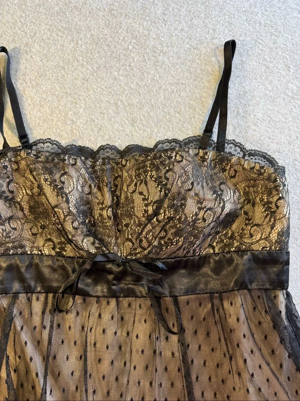vintage mesh lace polka dot babydoll top Dressbarn S